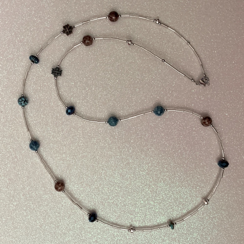Silver handcrafted 28” necklace